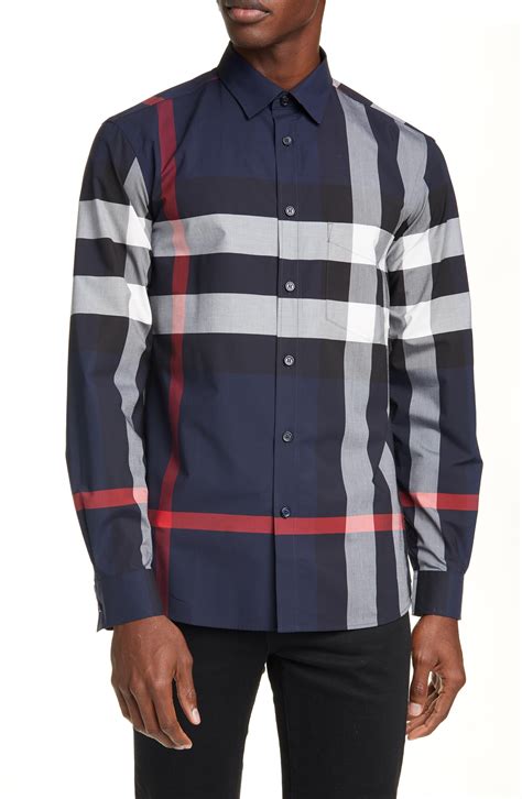 blue plaid burberry shirt|burberry plaid shirt men's.